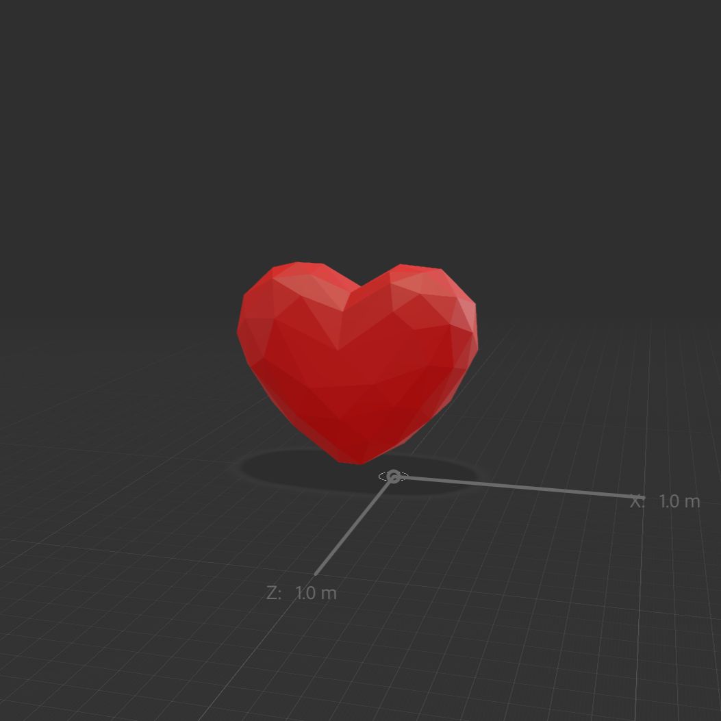 This is the heart file placed in Adobe Aero